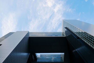 Low angle view of modern building against sky