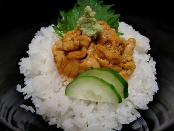 Close-up of food served in plate