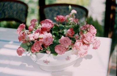 Close-up of flowers on table