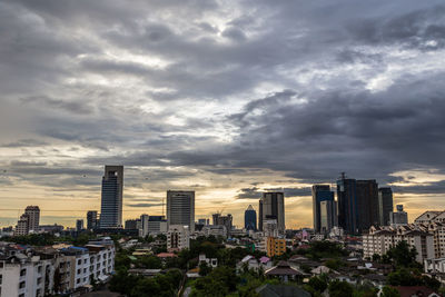 View of city against cloudy sky