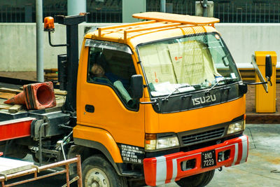 View of yellow truck