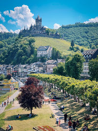 High angle view of townscape against sky