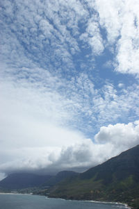 Scenic view of sea against cloudy sky