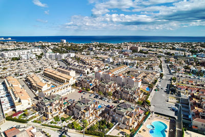 High angle view of beach against sky