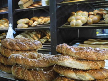 Breads for sale at bakery