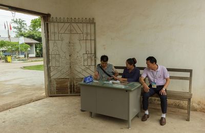 Boys sitting on floor