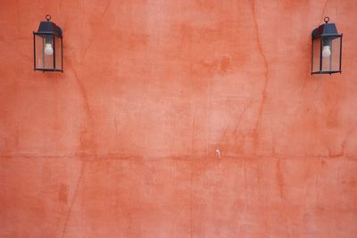 Low angle view of building with orange wall