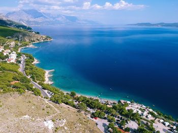 High angle view of sea against sky