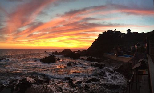 Scenic view of sea against sky during sunset