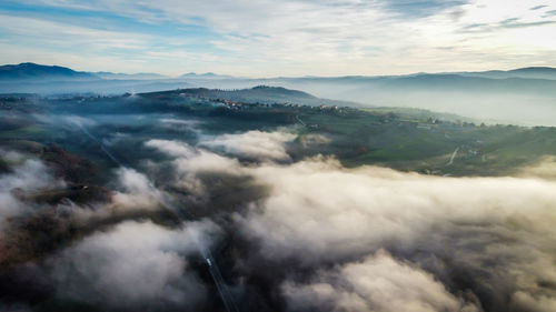 Aerial view of landscape against sky