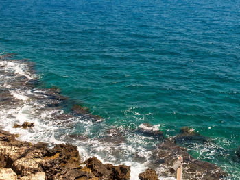 High angle view of sea shore