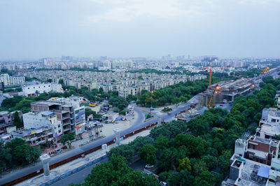 High angle view of city