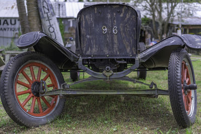 Old vintage car on field