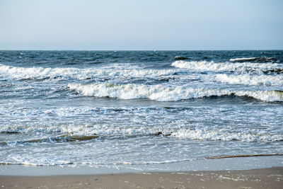 Scenic view of sea against clear sky