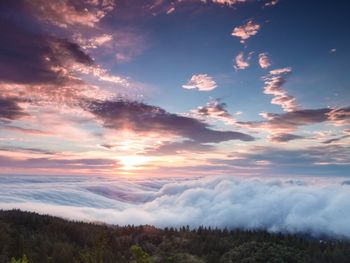 Scenic view of landscape against cloudy sky