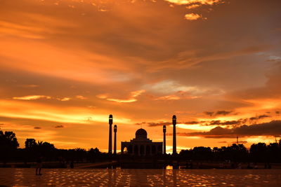 View of mosque at sunset