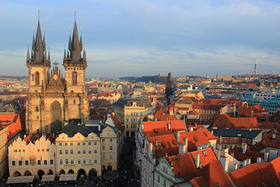 High angle view of  the center of prague