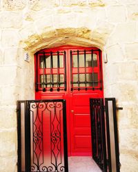 Closed door of building