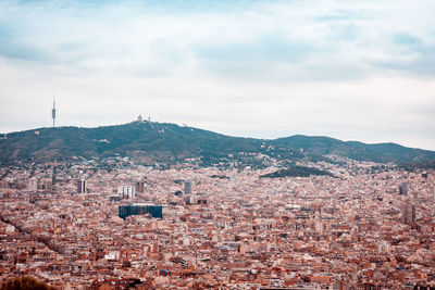 High angle view of townscape against sky