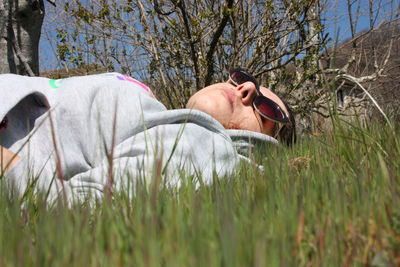 Man sleeping on field