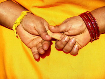 Close-up of the hands of a woman