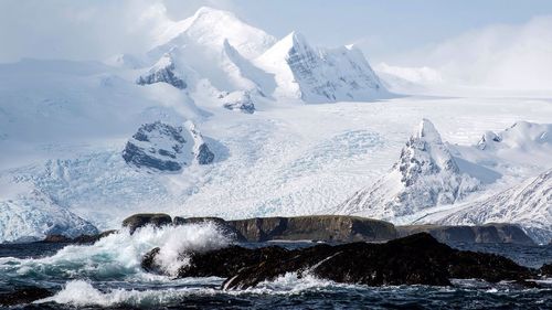 Water flowing through rocks