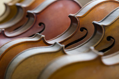 Close-up of violins