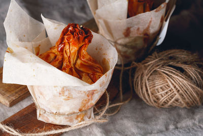 Close-up of homemade food on table