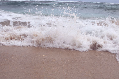 Waves splashing on shore