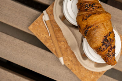 High angle view of food on table