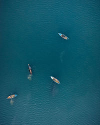 High angle view of boat in sea