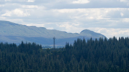 Scenic view of mountains against cloudy sky