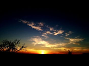 Scenic view of silhouette trees against sky at sunset