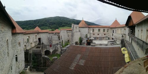 High angle view of townscape against sky