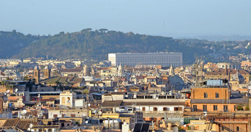 High angle view of townscape against sky