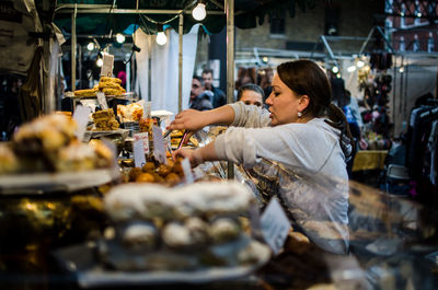 Woman working at market