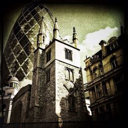 Low angle view of church against sky