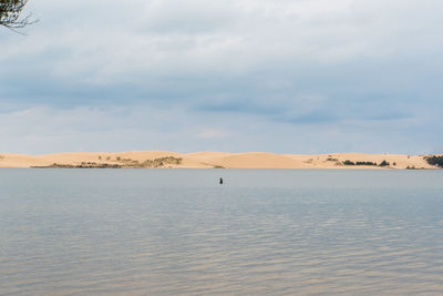 Scenic view of sea against cloudy sky