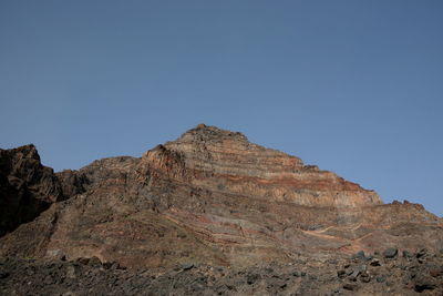 Scenic view of rocky mountains against clear sky