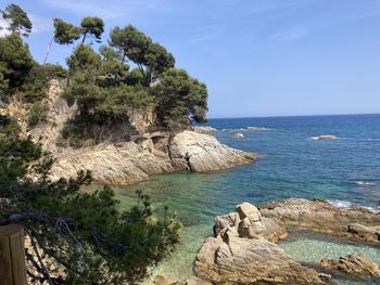 Beautiful blue water bay in spain