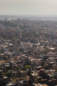 High angle view of townscape against sky