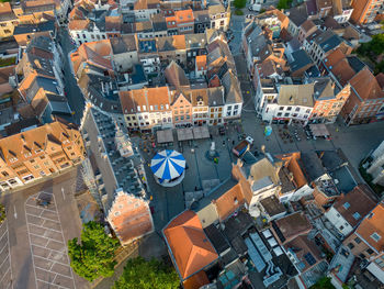 High angle view of buildings in city