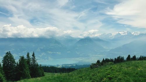 Scenic view of mountains against sky