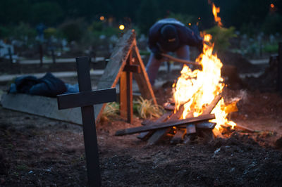 Bonfire on field