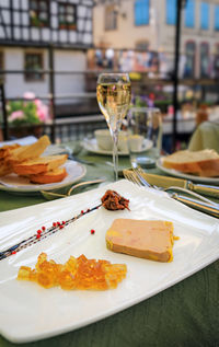 Close-up of food in plate on table