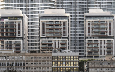 Full frame shot of buildings. high rise apartment buildings on constructions.