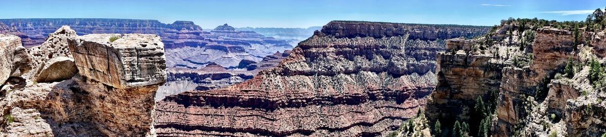 Panoramic view of rock formations against sky