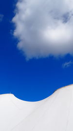 Low angle view of white wall against blue sky