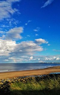 Scenic view of sea against cloudy sky