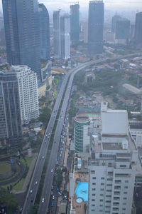 High angle view of traffic on road
